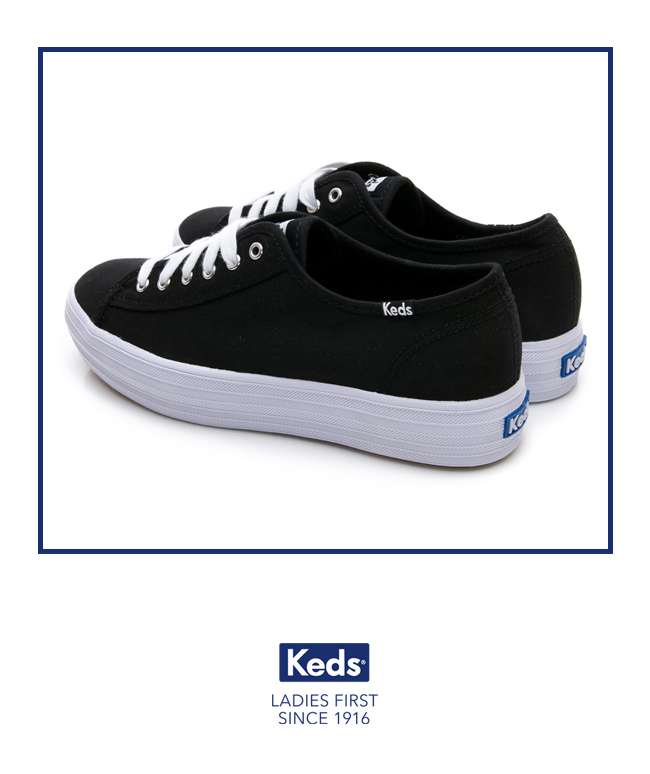 Keds TRIPLE KICK 厚底綁帶休閒鞋-黑色