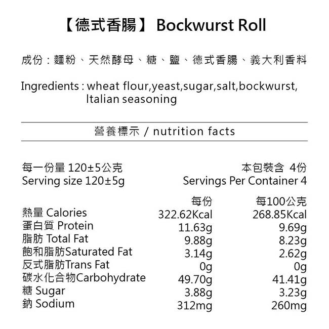 滿面香 德式香腸饅頭(4顆入)