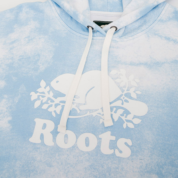 女裝Roots 雲朵印花短版連帽上衣-藍
