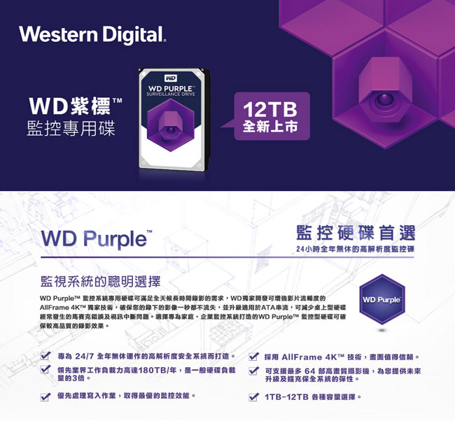 WD81PURZ 紫標 8TB 3.5吋監控系統硬碟