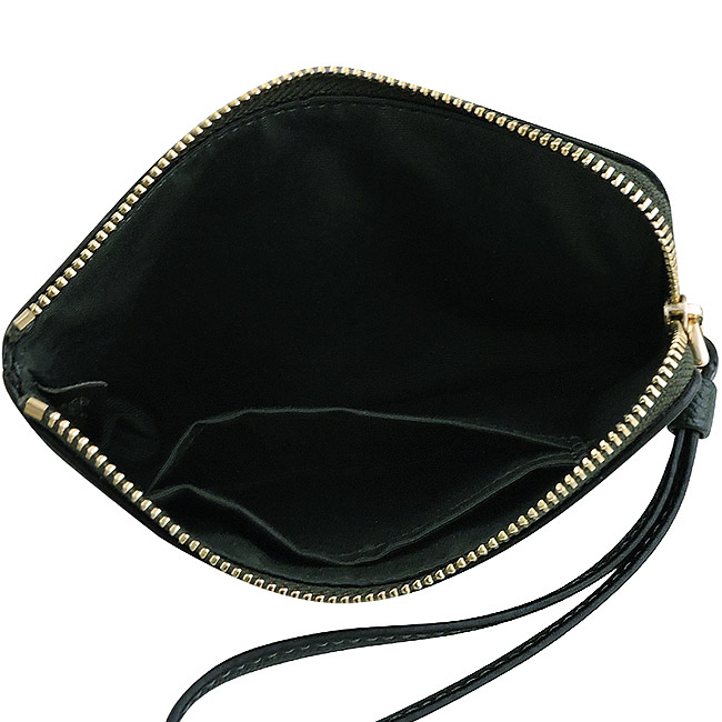 COACH 墨綠色防刮皮革手拿包