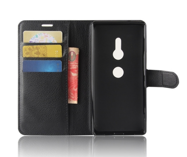 PKG SONY XZ3 側翻式-精選皮套-經典款式-黑