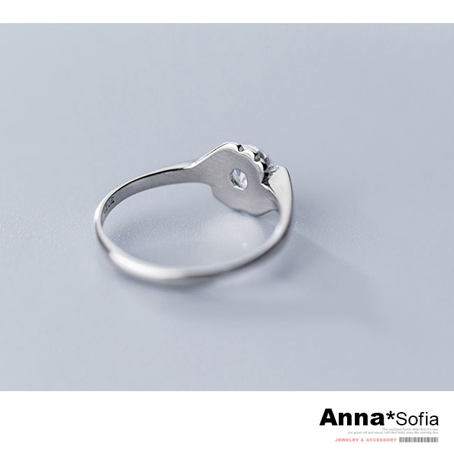 【3件5折】AnnaSofia 花開裸鑽晶 925純銀開口戒指(銀系)