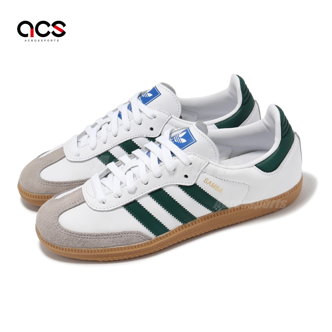 adidas 休閒鞋Samba OG 男鞋女鞋白綠麂皮皮革德訓鞋復古情侶鞋愛迪達