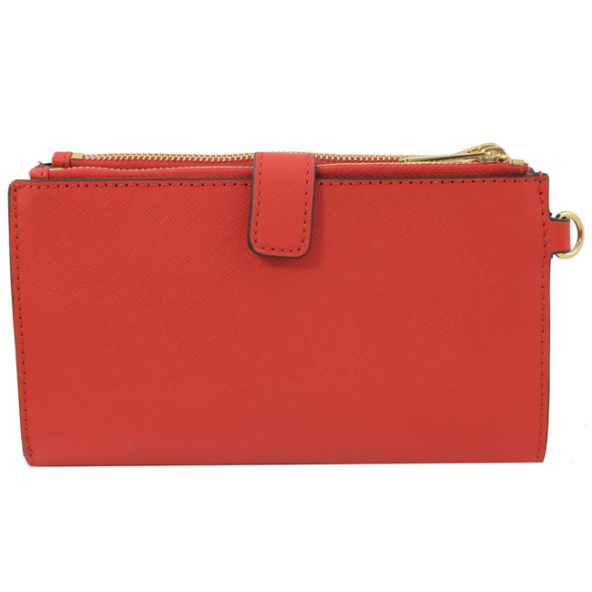 MICHAEL KORS Jet Set 防刮牛皮對開式雙拉鍊手掛中夾(SANGRIA )