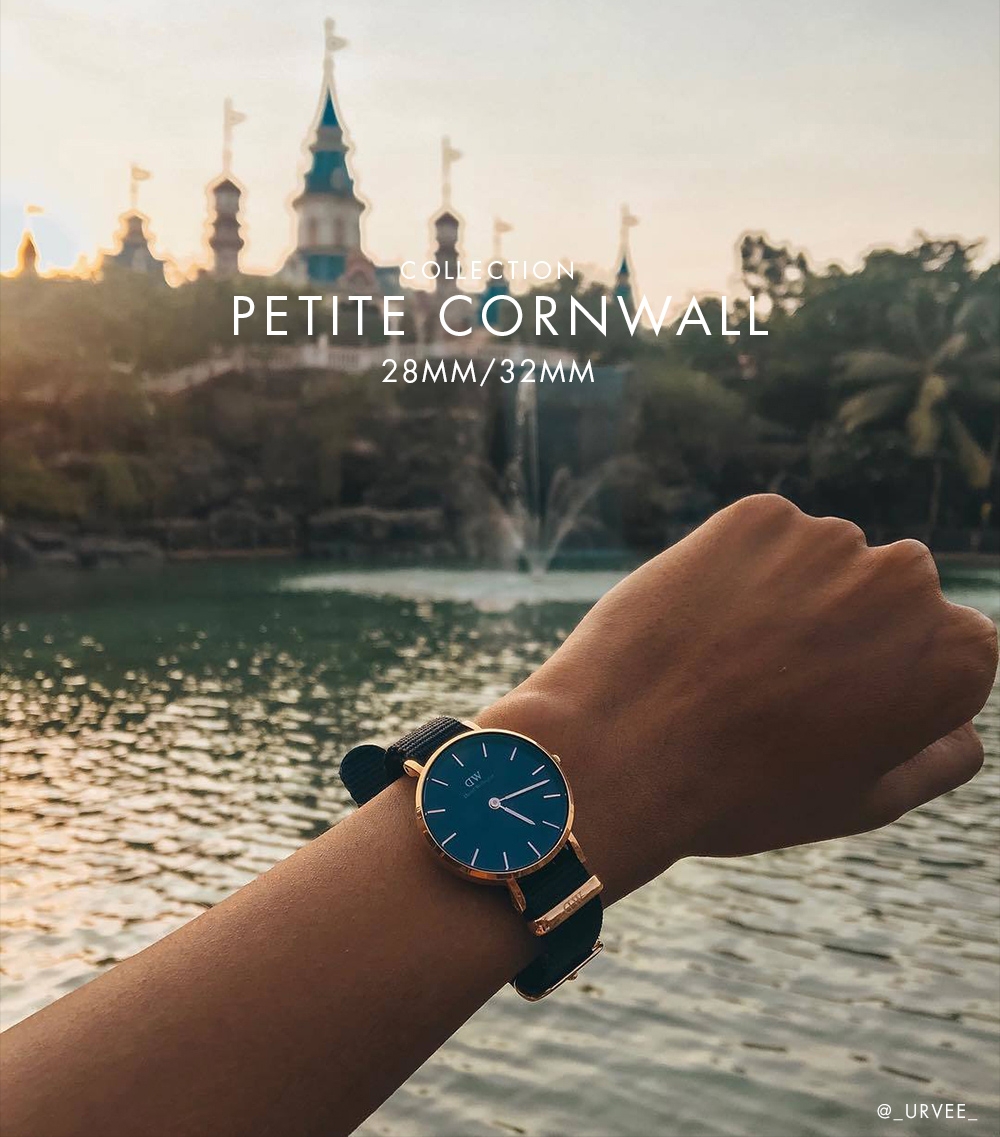 Daniel Wellington DW 手錶Petite Cornwall 28mm寂靜黑織紋錶-黑錶盤