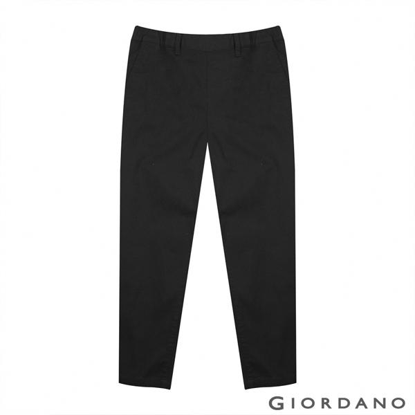 GIORDANO 女裝素色鬆緊腰九分休閒褲-09 標誌黑