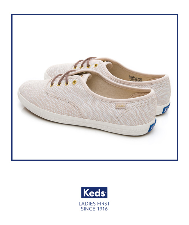 Keds CHAMPION 普普圓點經典綁帶休閒鞋-淺粉紅