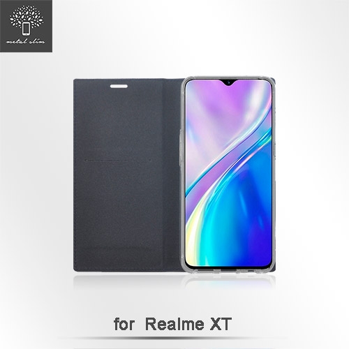 Metal-Slim Realme XT 荔枝壓紋隱藏磁扣TPU站立皮套