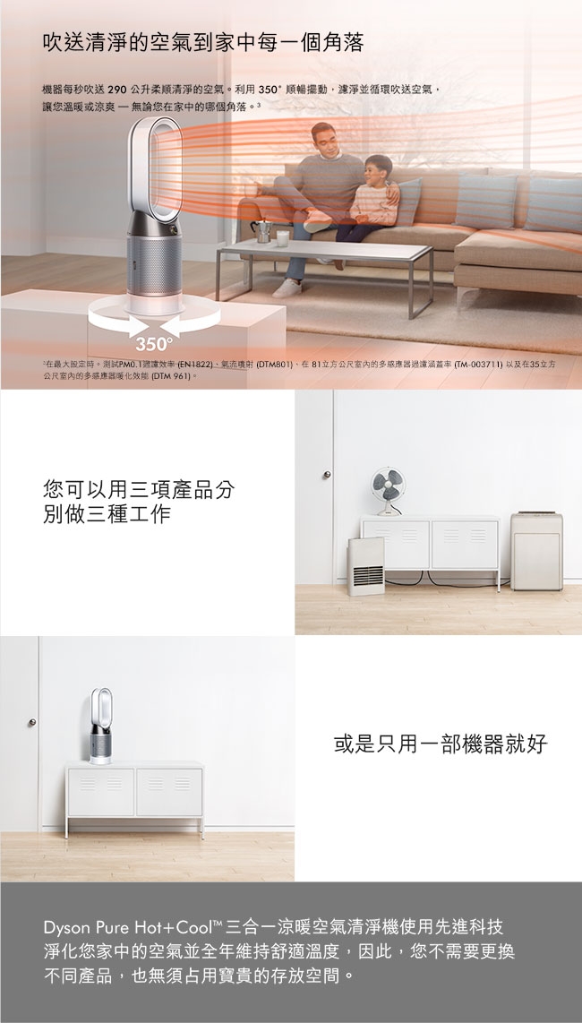 Dyson戴森 Pure Hot+Cool 三合一涼暖風扇空氣清淨機 HP04 時尚白