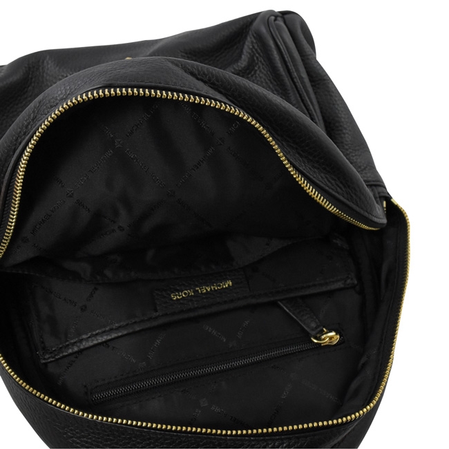 MICHAEL KORS ABBEY v型鉚釘裝飾牛皮拉鍊後背包(黑)