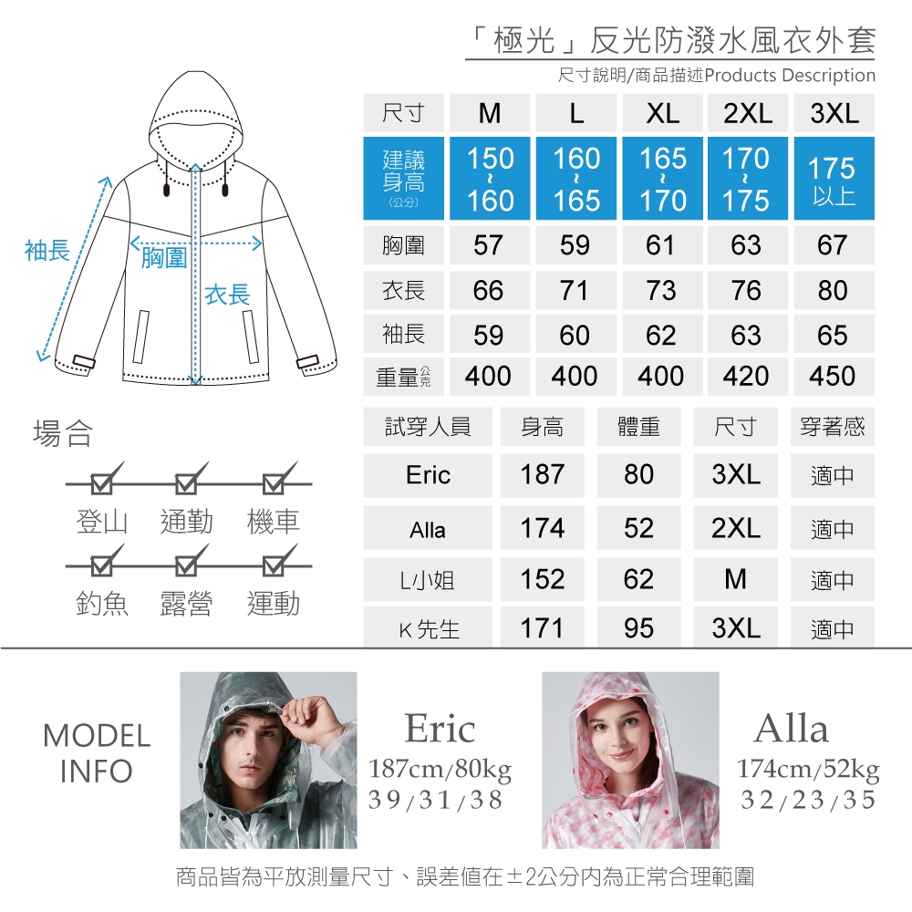 【寶嘉尼 BAOGANI】極光機能反光防水外套 (不含褲子)