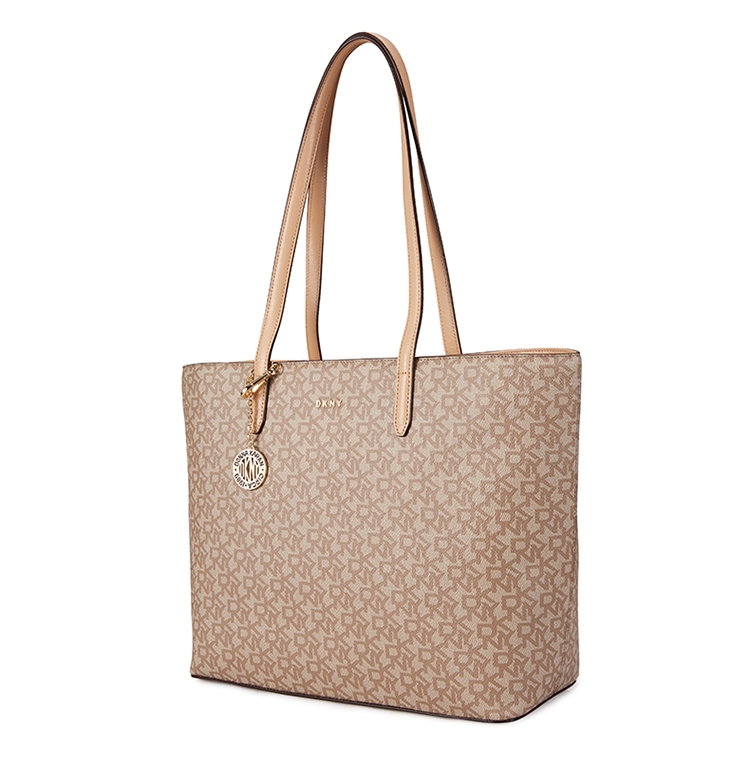 DKNY LOGO印花手提托特包 卡其