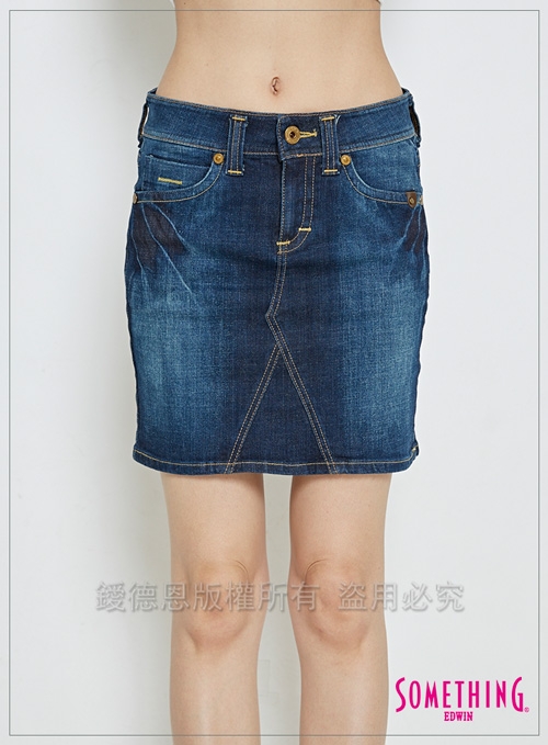 【SOMETHING】輕甜花漾 ViENUS刷色牛仔短裙-女款(中古藍)