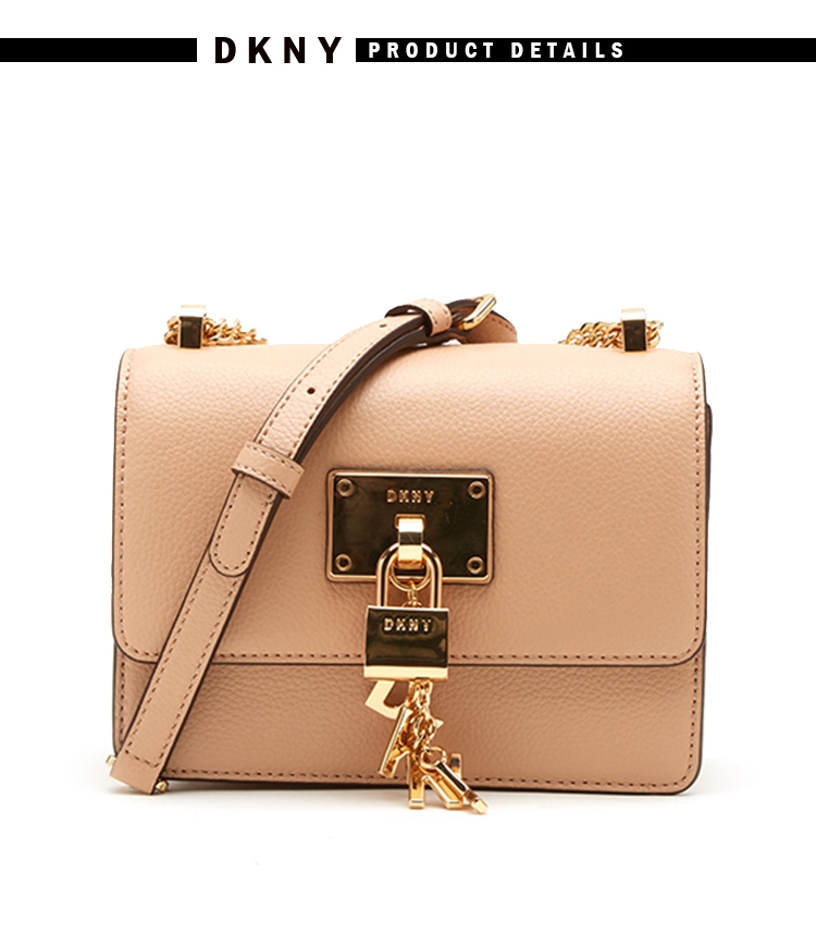 DKNY LOGO金屬鎖頭鍊條斜背包 金