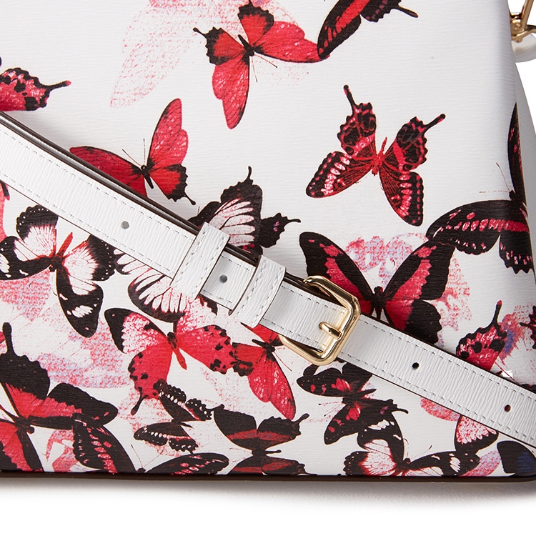 DKNY 蝴蝶印花時尚斜背手提包 白