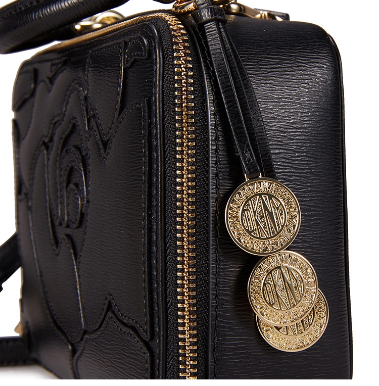 DKNY 抽象壓紋手提斜背方包 黑