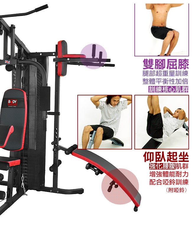 【BODY SCULPTURE】150磅綜合重量訓練機(附護網+二頭肌板)