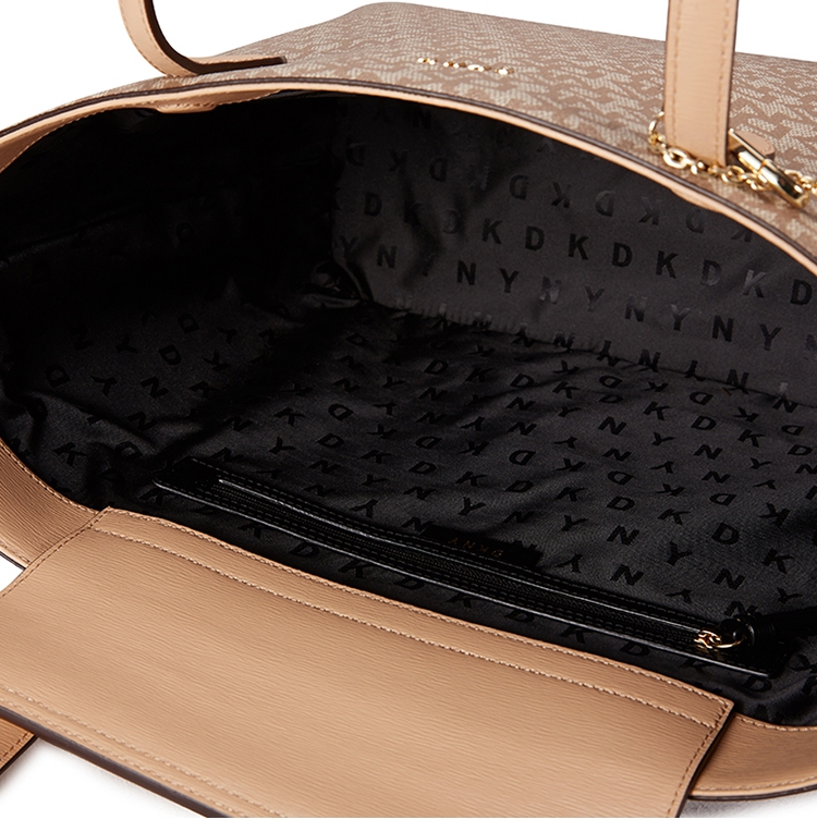 DKNY LOGO印花手提托特包 卡其