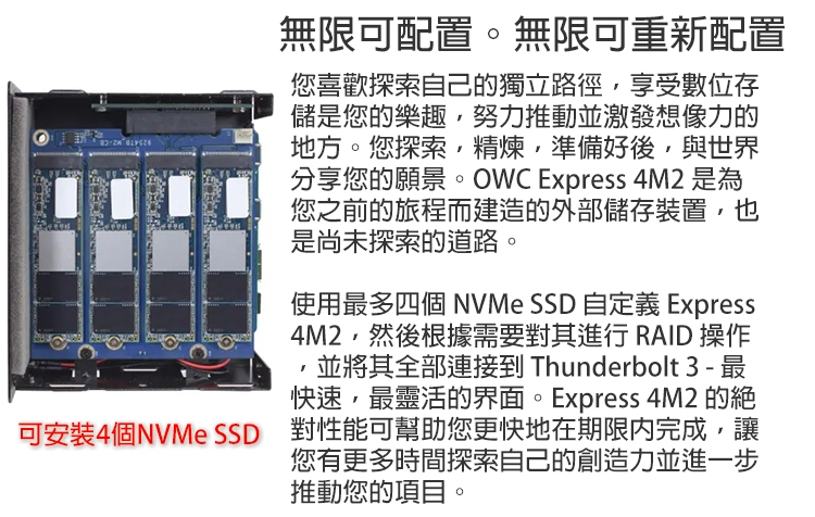 OWC Express 4M2 -Thunderbolt3 四槽 M.2SSD 外接盒