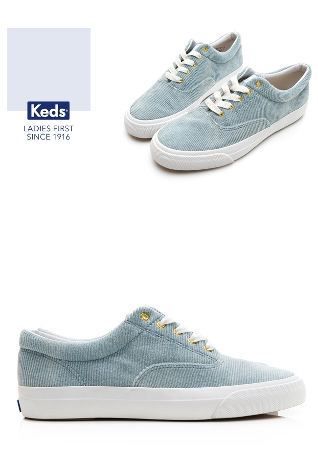 Keds ANCHOR 燈芯絨綁帶休閒鞋-淺藍