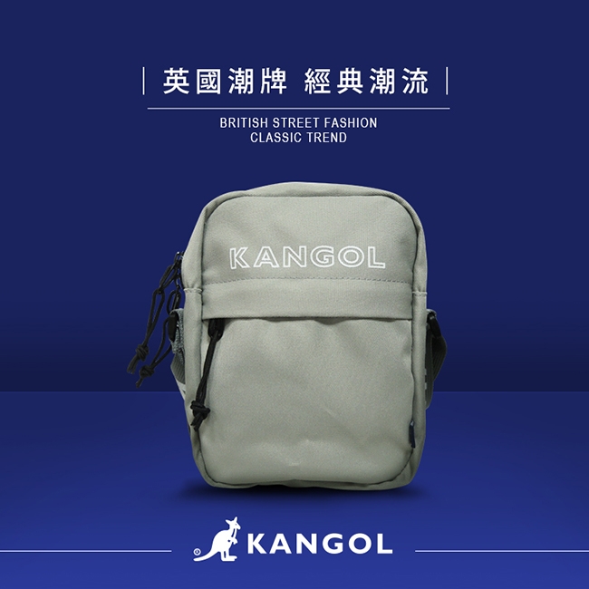 KANGOL LIBERTY系列 韓版潮流LOGO背帶小型側背包-淺灰 KG1194