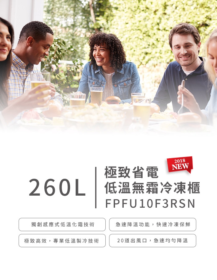 Frigidaire富及第 260L 低溫無霜冷凍櫃 FPFU10F3RSN