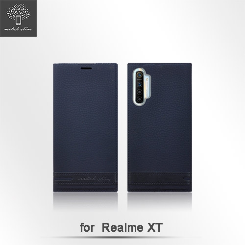 Metal-Slim Realme XT 荔枝壓紋隱藏磁扣TPU站立皮套