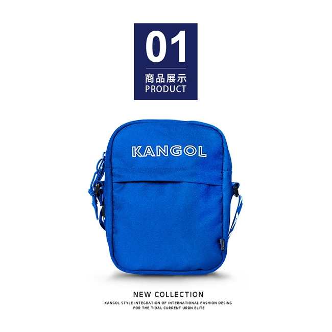 KANGOL LIBERTY系列 韓版潮流LOGO背帶小型側背包-藍色 KG1194