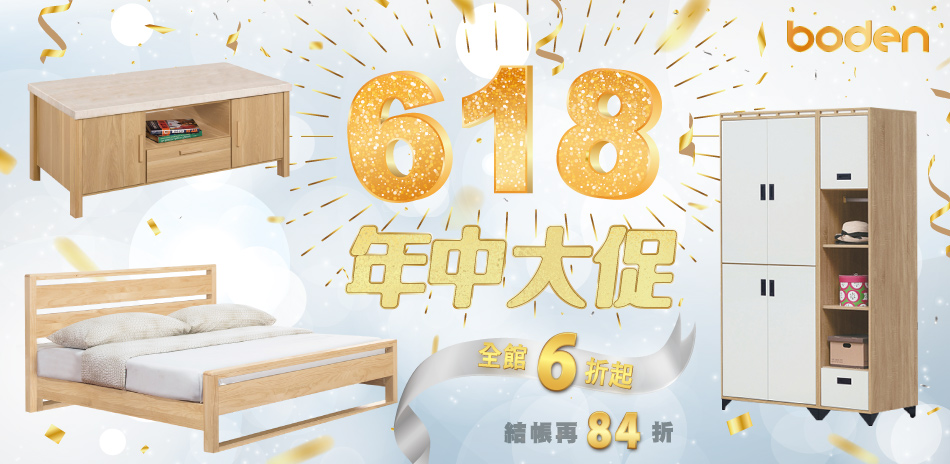 Boden 618年中慶6折起 結帳再84折