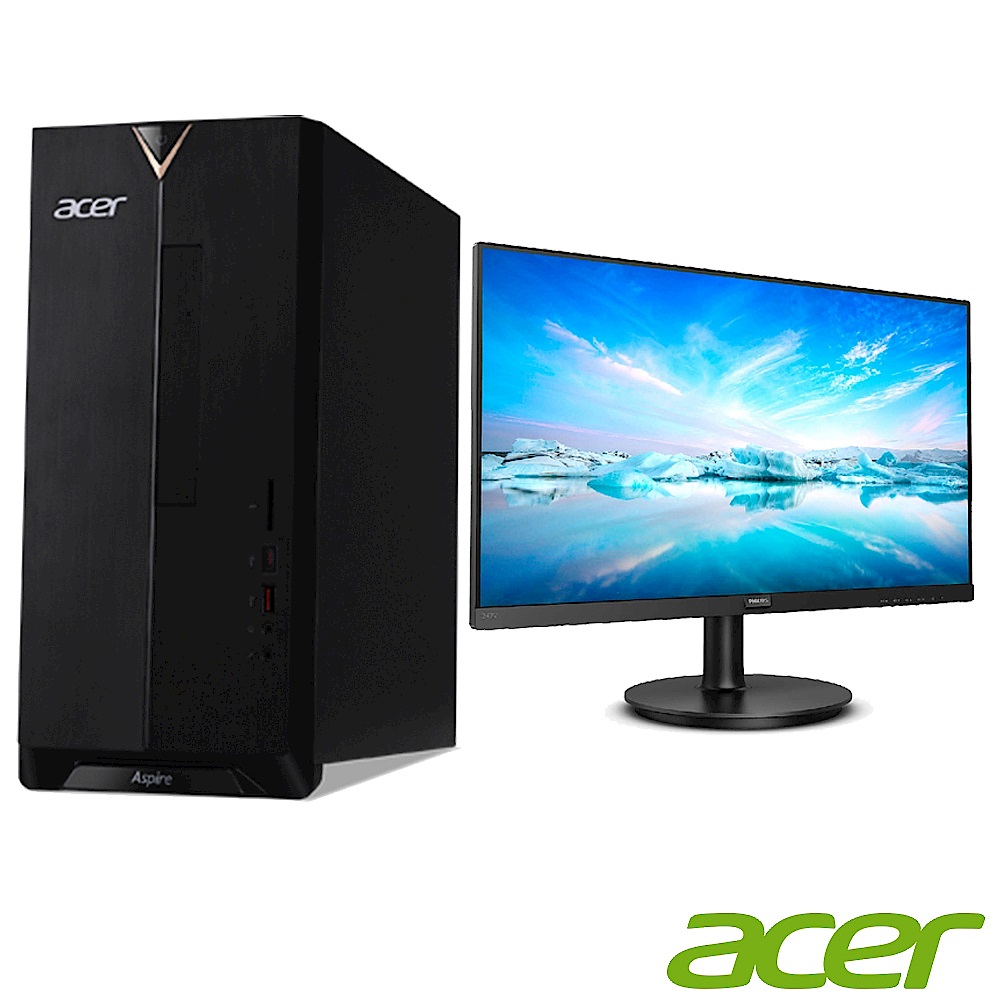 Acer TC-885 九代i7八核雙碟獨顯桌上型電腦(i7-9700/GTX 1650/8G/1T/256G/Win10h)＋PHILIPS 24型IPS FHD廣視角螢幕組合 product image 1