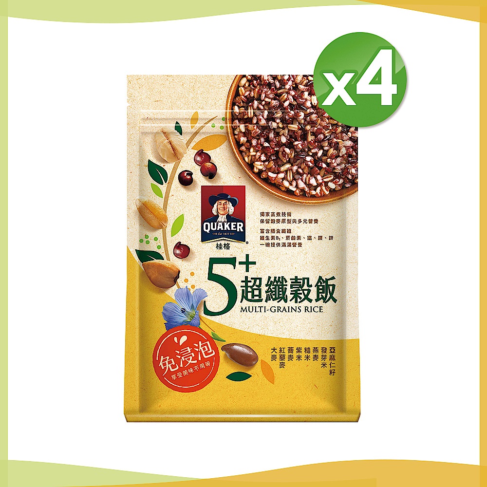 桂格免浸泡5+超纖穀飯1kg四入超值組 product image 1