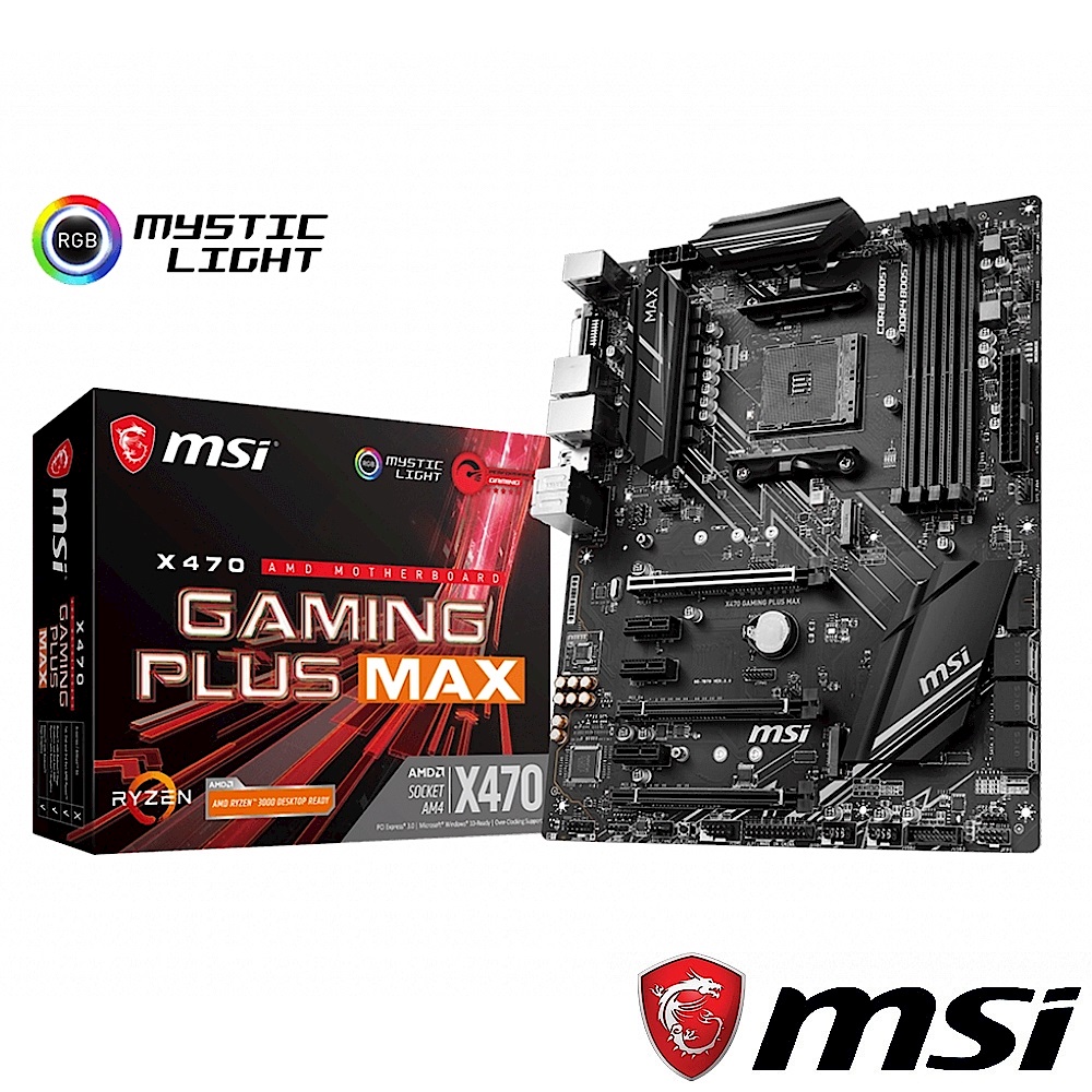 [超值組合]MSI微星 X470 GAMING PLUS MAX 主機板 + AMD R5 3400G 四核心處理器 product image 1