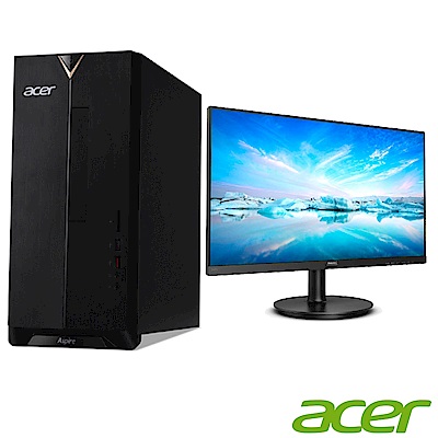 Acer TC-885 九代i7八核雙碟獨顯桌上型電腦(i7-9700/GTX 1650/8G/1T/256G/Win10h)＋PHILIPS 24型IPS FHD廣視角螢幕組合