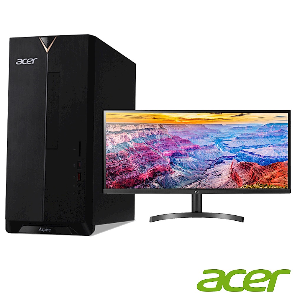 Acer TC-885 九代i7八核雙碟獨顯桌上型電腦(i7-9700/GTX 1650/8G/1T/256G/Win10h)＋LG 34型IPS電競電腦螢幕組合 product image 1