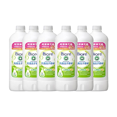 蜜妮 Biore 抗菌洗手慕絲 沁檸橙香補充瓶 6入組(450mlx6)