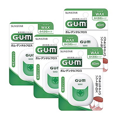 GUM 牙周護理牙線 x4 (含蠟膨脹型) (40m)