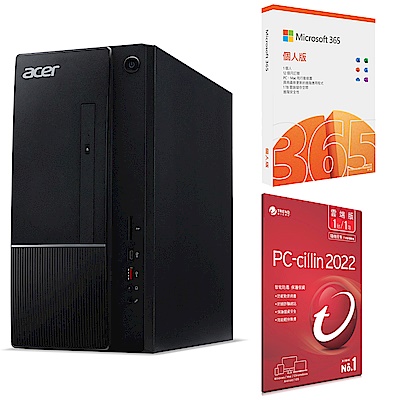 [組合] Acer TC-1650桌機(i5-11400/8G/2T+256GB SSD/)+微軟 Microsoft 365 個人版一年 盒裝+PC-cillin 2022 雲端版 一年一台隨機搭售