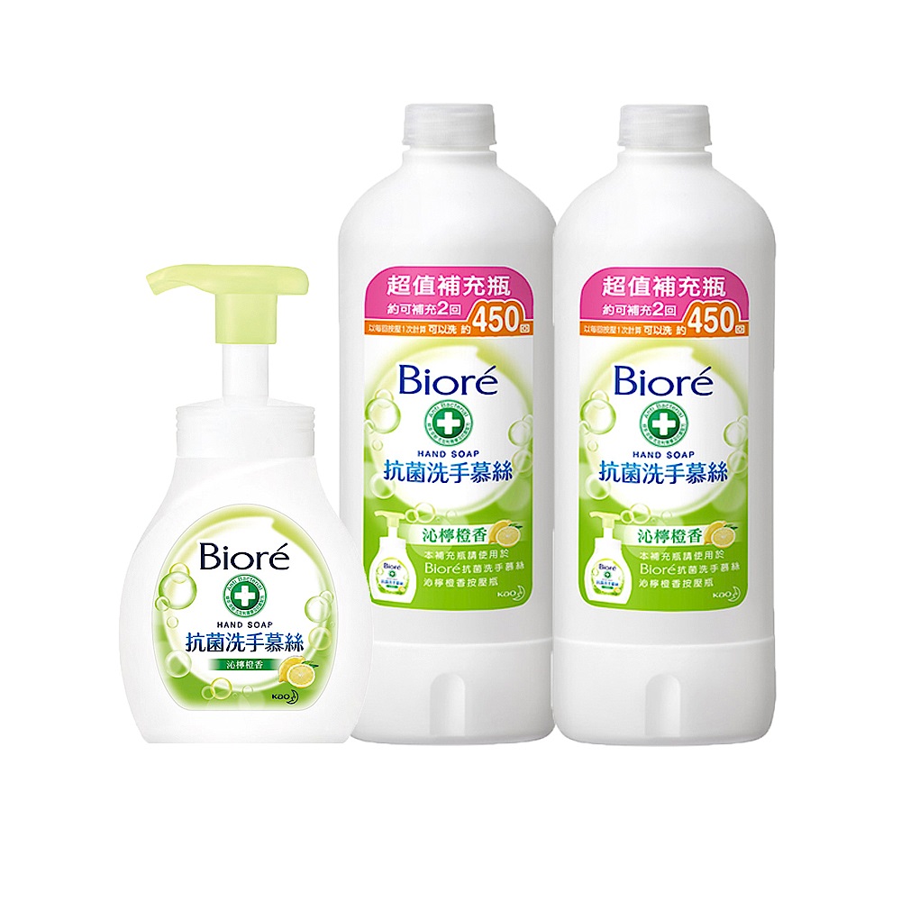 蜜妮 Biore 抗菌洗手慕絲 沁檸橙香1+2補 product image 1