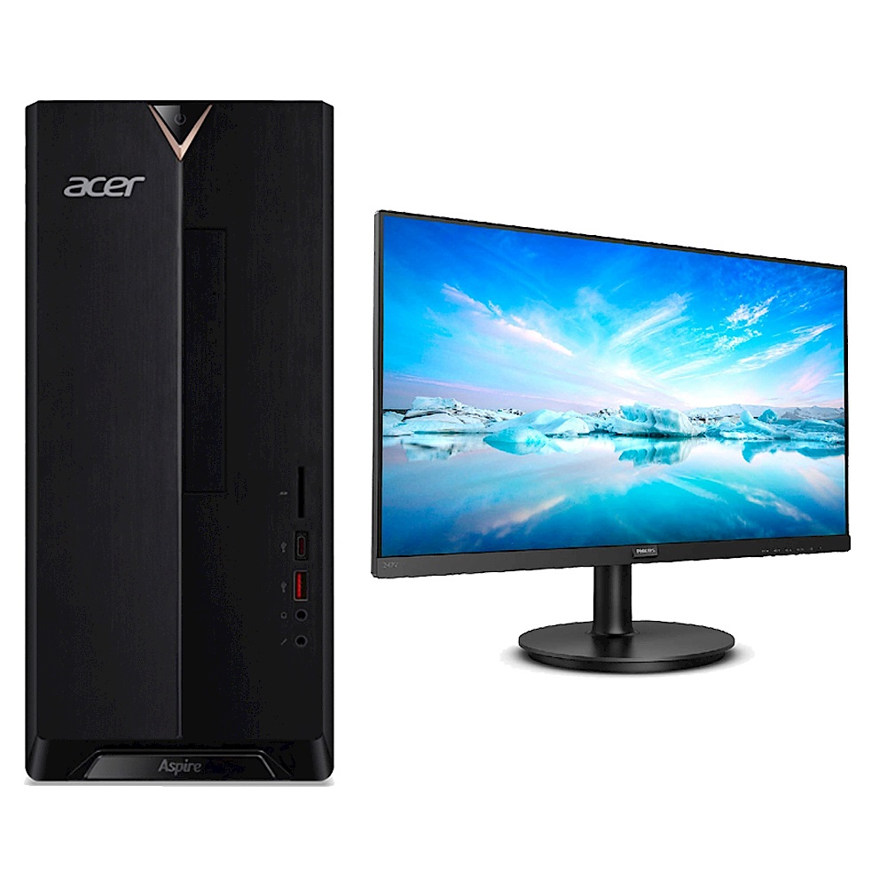 Acer XC-885 雙核桌上型電腦(G5400/4G/1T/Win10h)＋PHILIPS 24型IPS FHD廣視角螢幕組合 product image 1