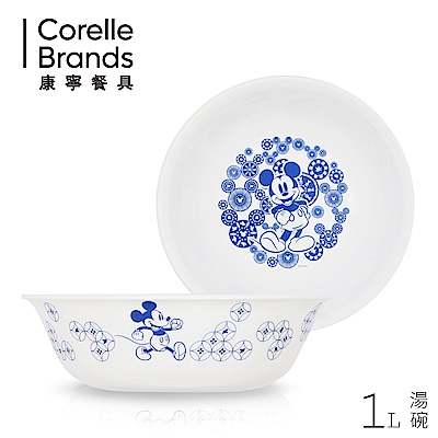 【美國康寧CORELLE】青花彩米奇湯碗三件組(湯碗500ml*2+1L*1) product thumbnail 2