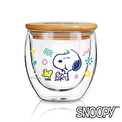 (組)[四入套組 平均一件225] SNOOPY 史努比 小時光竹蓋雙層玻璃杯240ml(快) product thumbnail 5