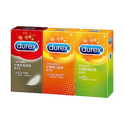 【Durex杜蕾斯】超薄裝衛生套12入 + 凸點裝衛生套12入 + 螺紋裝衛生套12入 product thumbnail 2