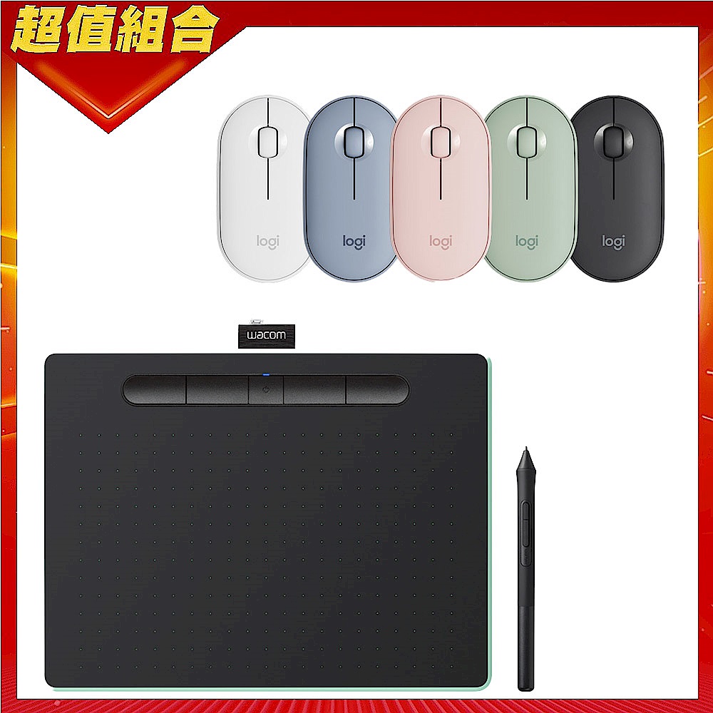 (送羅技M350滑鼠)Wacom Intuos Comfort Plus Medium 繪圖板 (藍芽版) product image 1