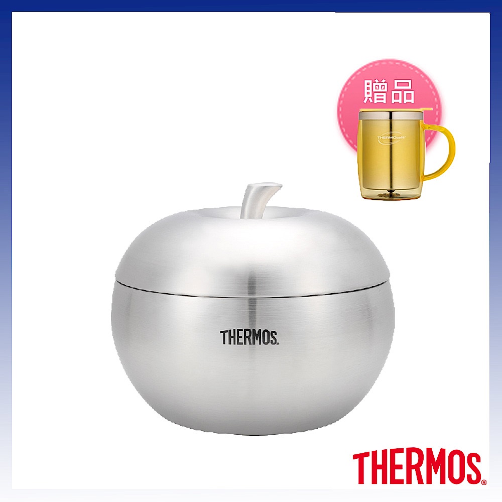 (組)THERMOS膳魔師雙層不鏽鋼蘋果餐碗900ML+凱菲不鏽鋼真空隔溫杯0.35L product image 1