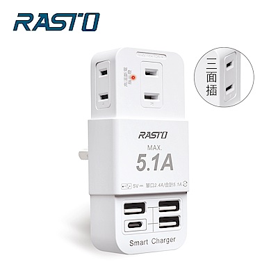 [組合] RASTO 三插三埠USB+Type C壁插-二入組 product thumbnail 2