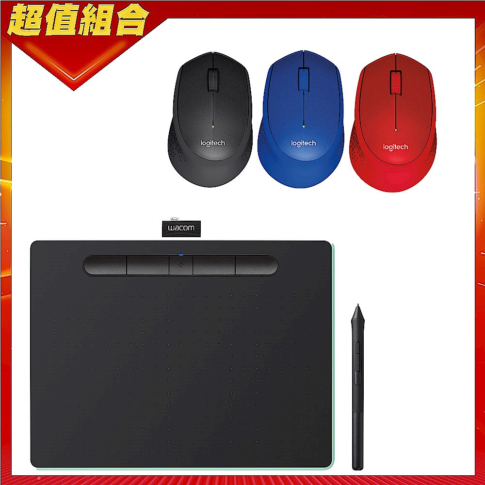 (送羅技m331滑鼠)Wacom Intuos Comfort Plus Medium 繪圖板 (藍芽版) product image 1