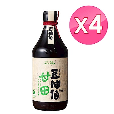 豆油伯 甘田醬油-薄鹽(500ml) 4入組