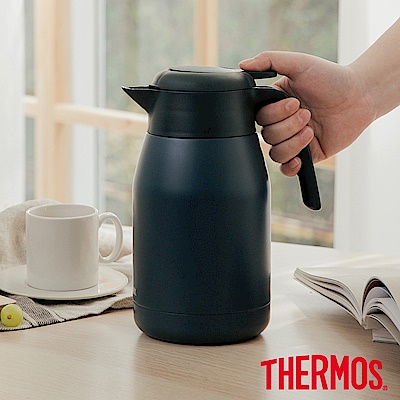 (組)THERMOS膳魔師 按壓式不鏽鋼真空保溫壺1.5L(THS-1501-BBK)-黛藍色+彎柄牛奶鍋MLK-S16 product thumbnail 3