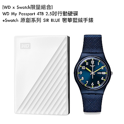 [WD x Swatch限量組合]WD My Passport 4TB 2.5吋行動硬碟+Swatch 原創系列 SIR BLUE 奢華藍絨手錶 product thumbnail 2